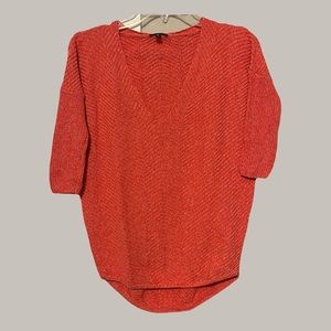 Orange Express Knit V-Neck Sweater 3/4ths Sleeve Women's XS